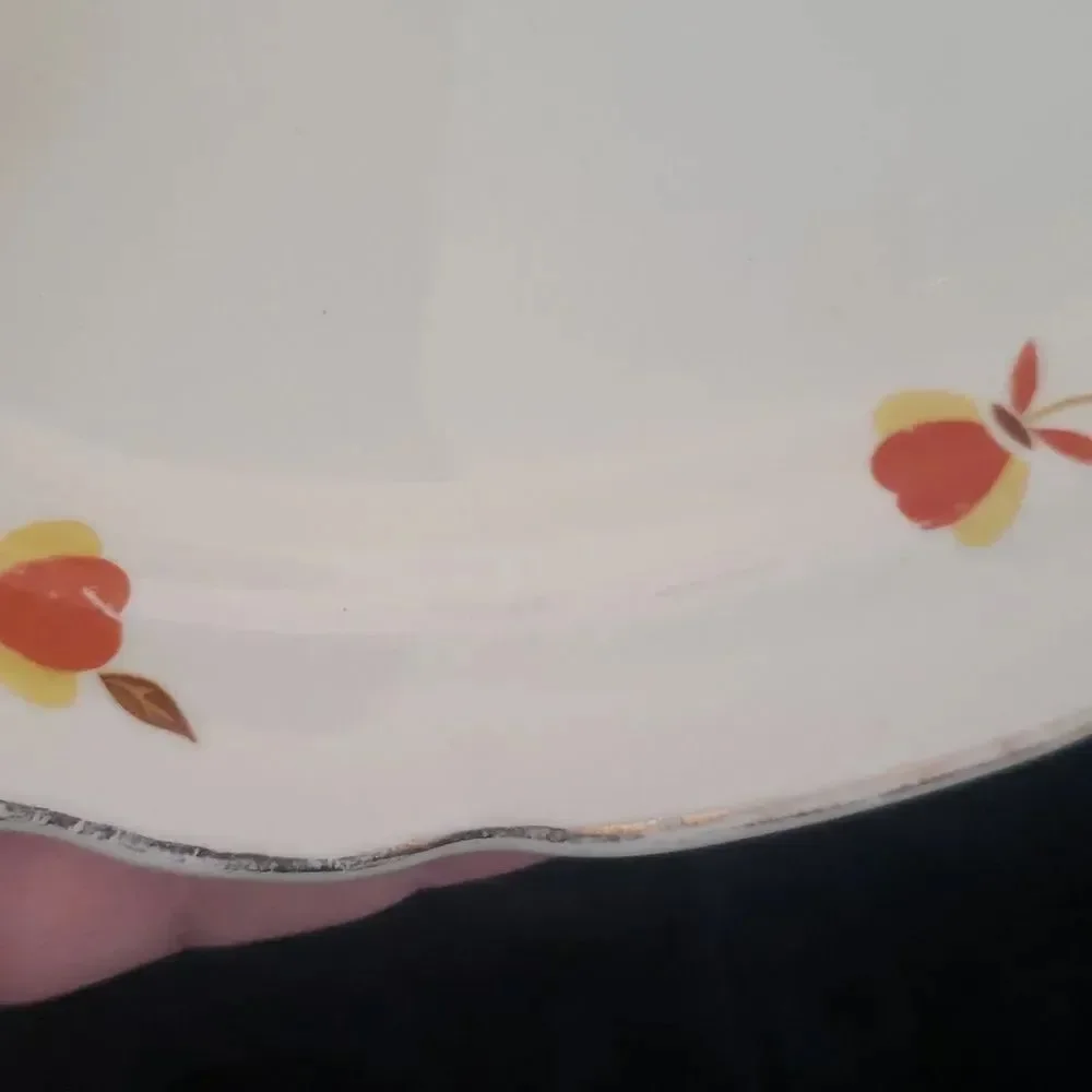 Vintage Hall Jewel Tea Autumn Leaf Porcelain Small Oval Serving Platter Plate 9